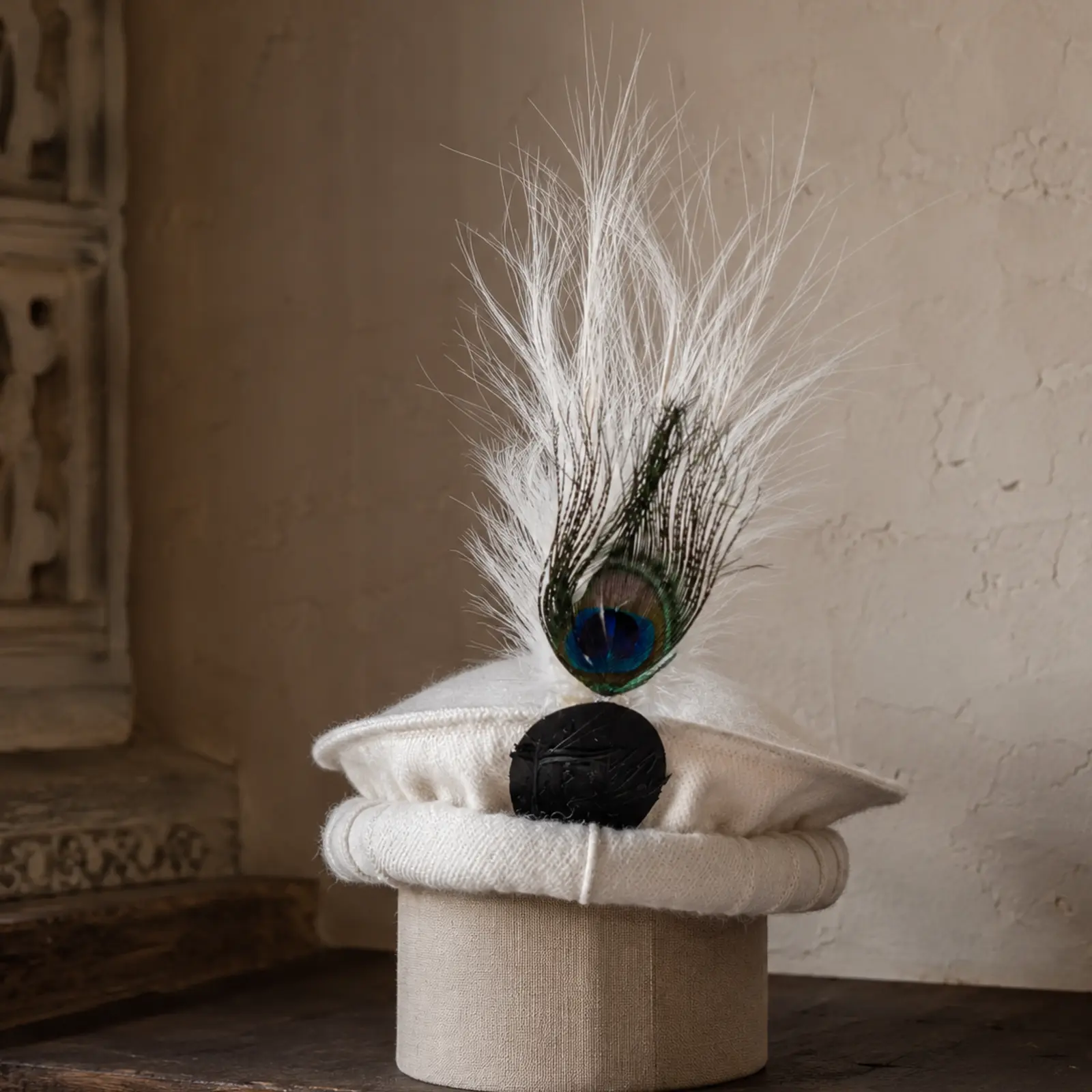 Traditional Men’s Cap with Feather