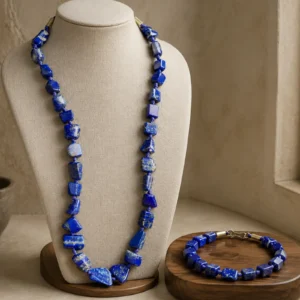 Polished Lapis Necklace & Bracelet Set