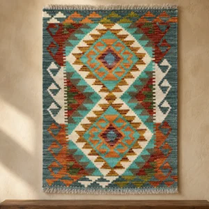 Teal Medallion Handwoven Kilim