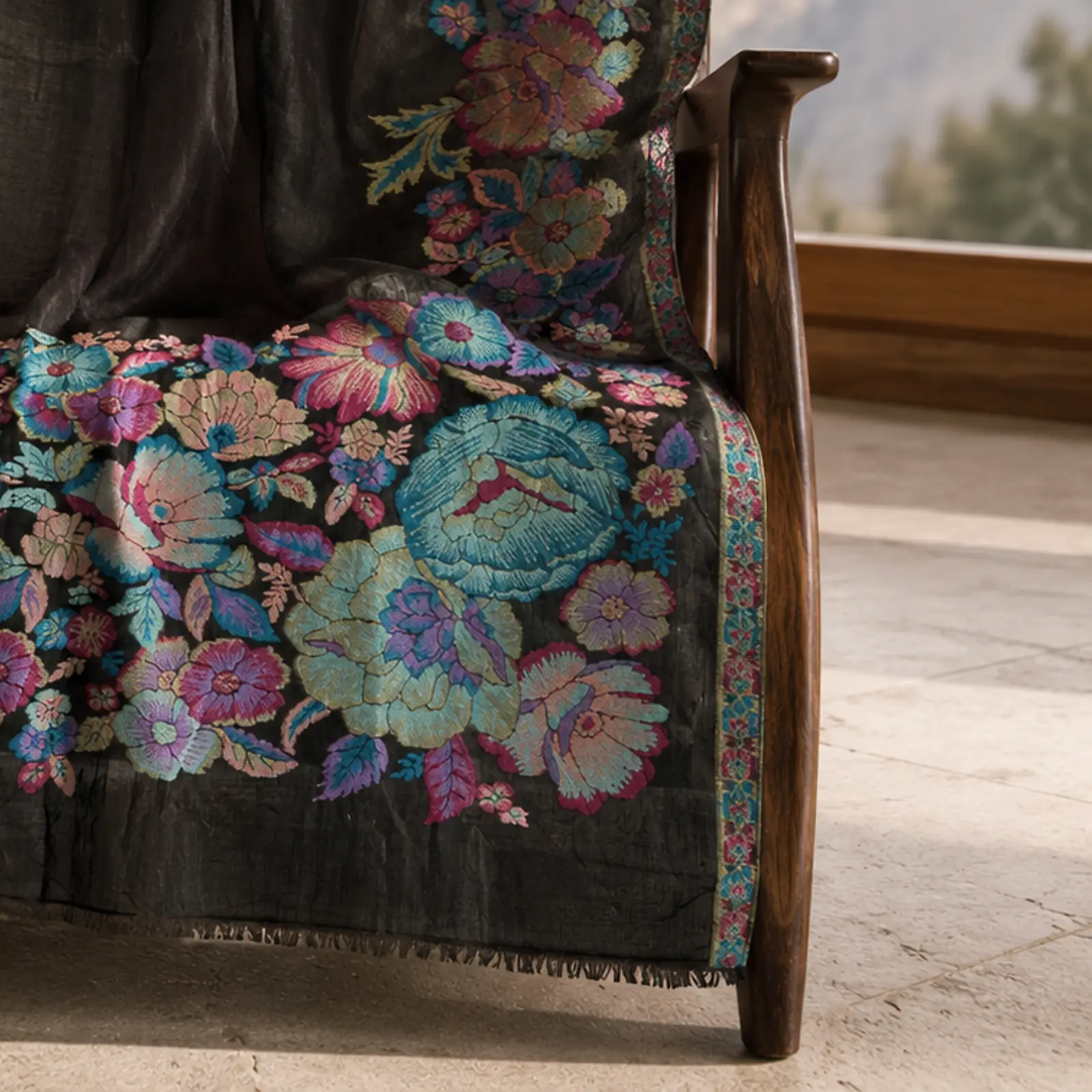 Floral Pashmina Shawl - Image 4
