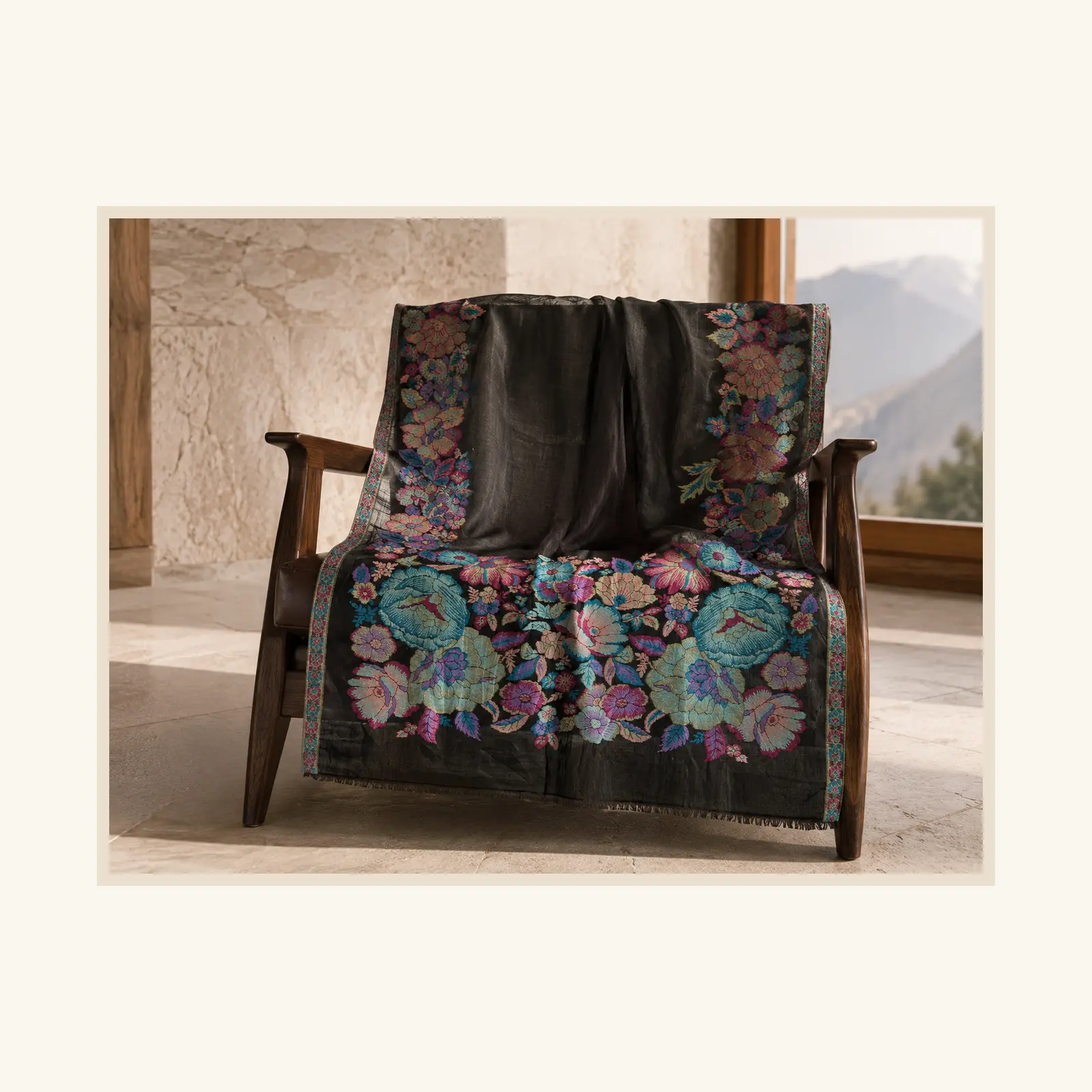 Floral Pashmina Shawl - Image 7
